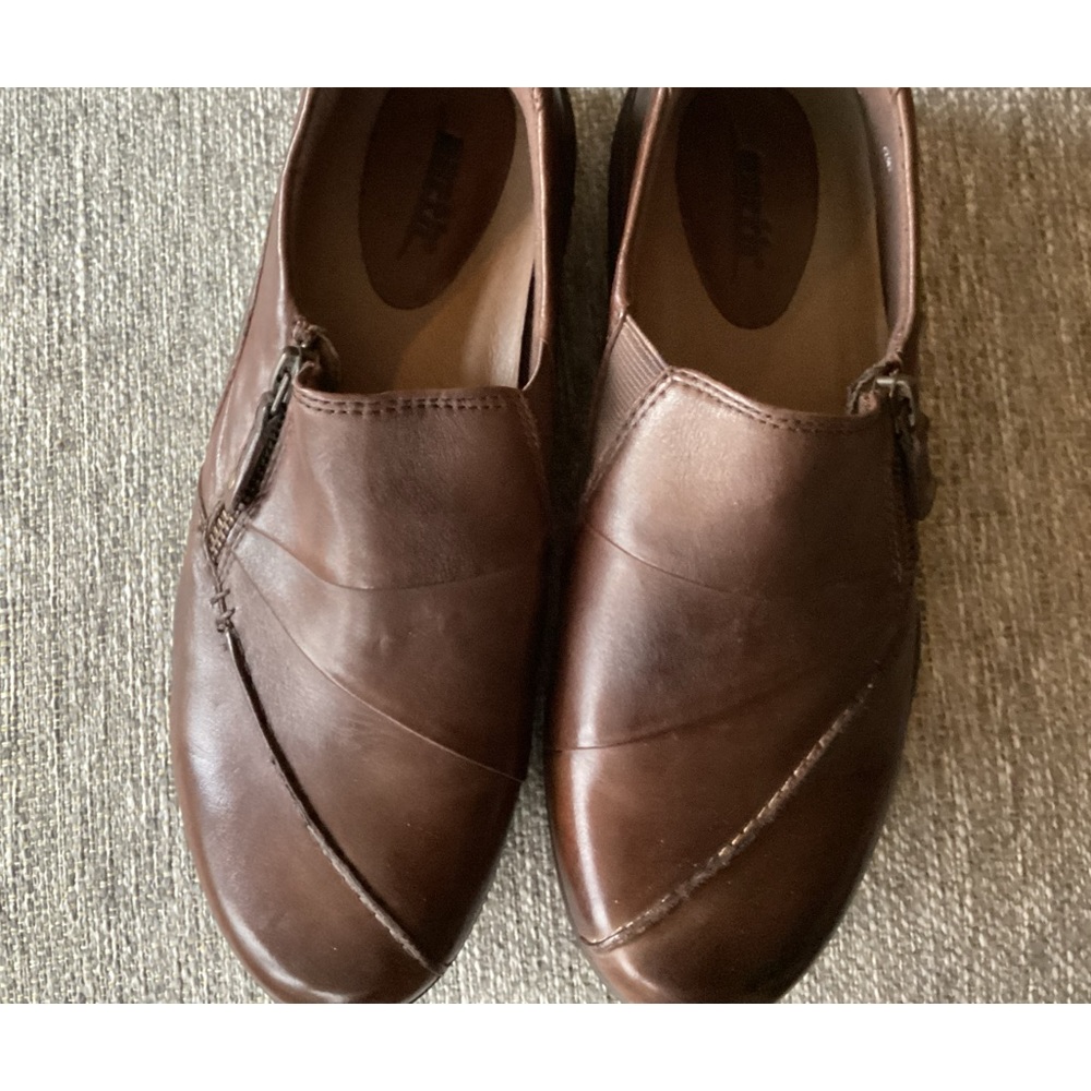 Earth Brown Leather Side Zip Comfort Oxford 7.5B